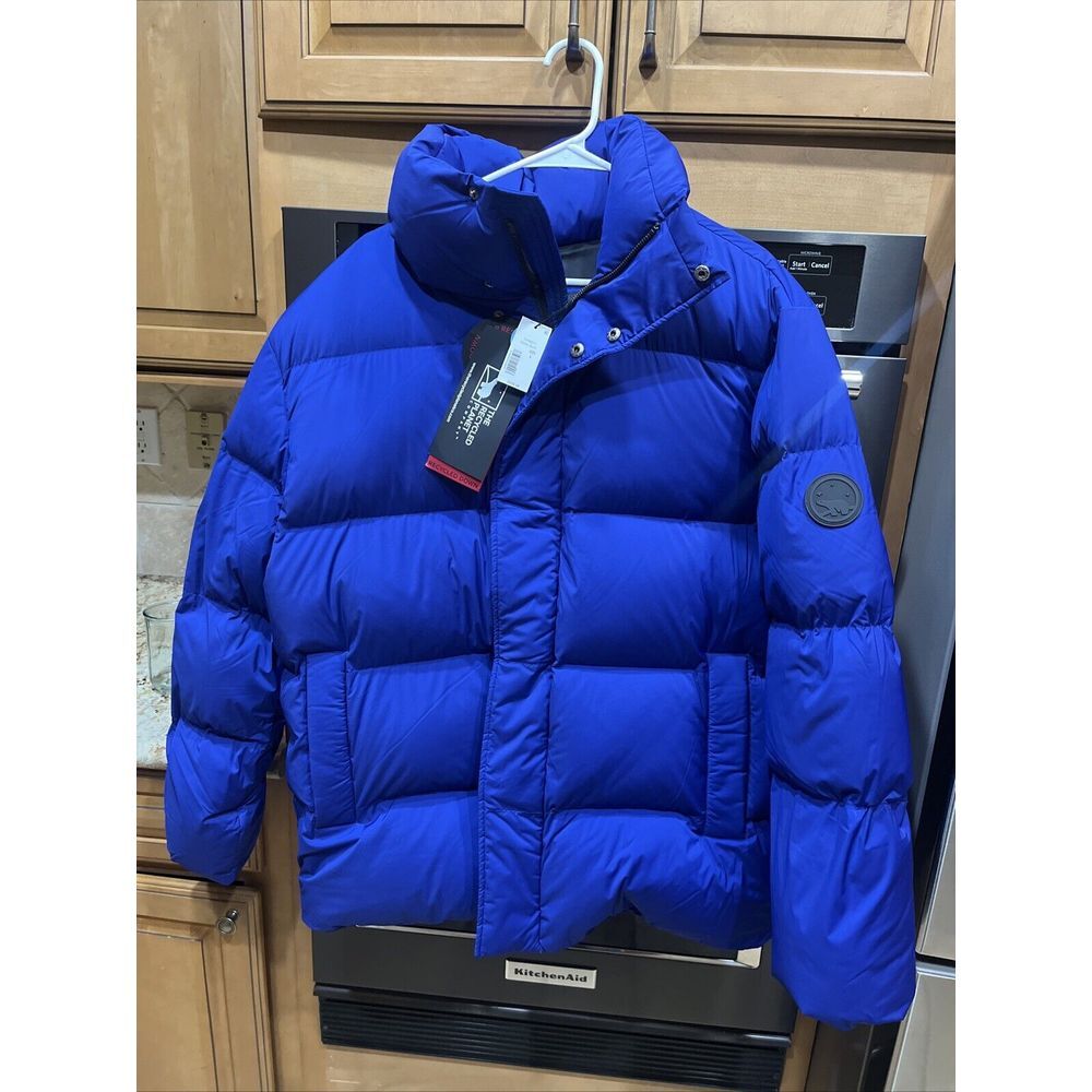 NEW THE RECYCLED PLANET MIHO ROYAL BLUE MEN'S PUFFER RED DOWN JACKET‎ L $450